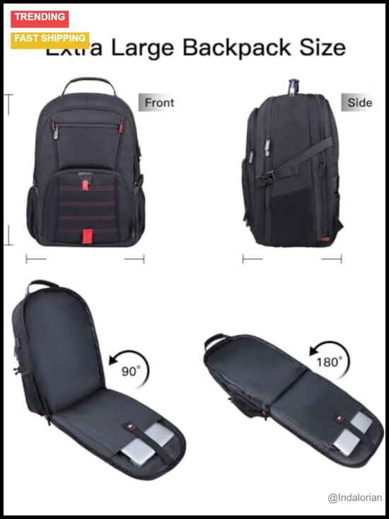 Extra Large 55L Travel Laptop Backpack, Anti Theft Water Resistant, TSA Airline main image 6